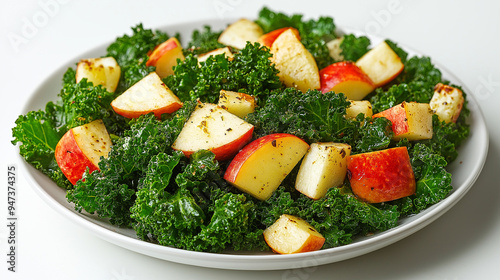 Kale Salad with Diced Apple and Walnuts