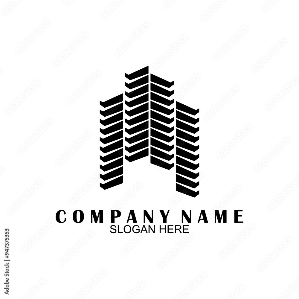 Real estate logo design. Perspective view of modern building. Residence logo template. Construction logo. Twin skyscraper logo ideas. Real estate logo design. Perspective view of modern building. Residence logo template. Construction logo. Twin skyscraper logo ideas.