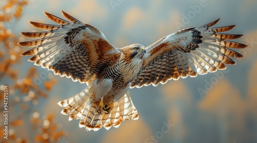 Aerial Dance of Hawks in Perfect Harmony Against Clouds