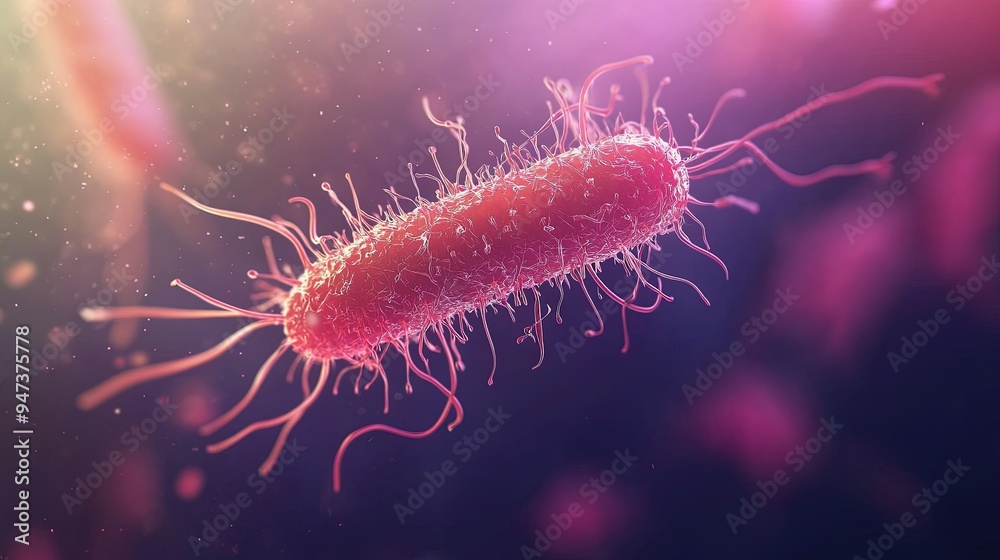 Microscopic View of a Bacterium with Flagella Microscopic View of a Bacterium with Flagella
