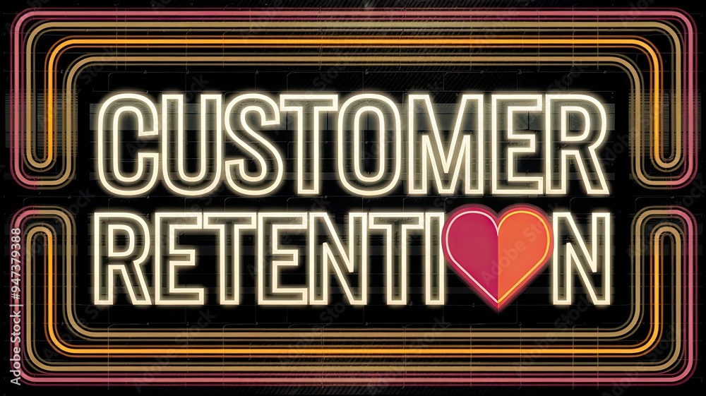 Obraz premium Neon Sign: Customer Retention with Heart Icon