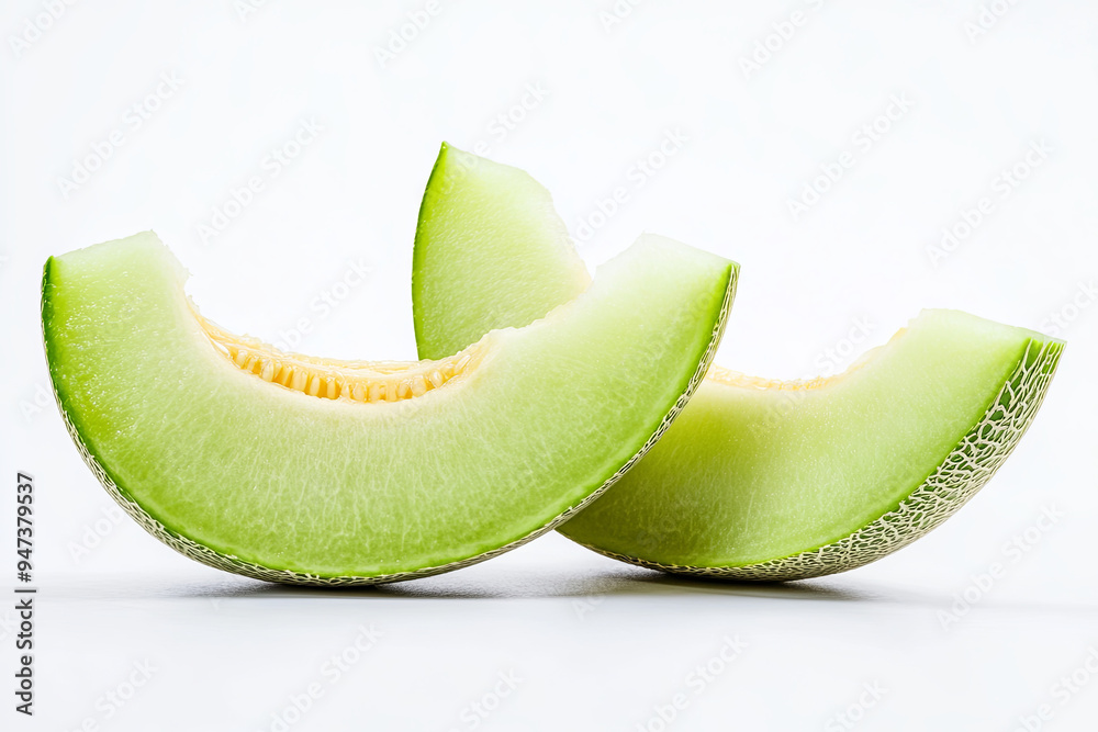 Sliced honeydew melon isolated on white background Sliced honeydew melon isolated on white background
