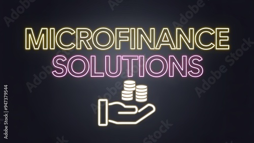 Microfinance Solutions Sign with Hand and Coins Graphic photo