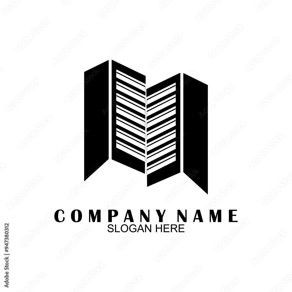 Real estate logo design. Perspective view of modern building. Residence logo template. Construction logo. Twin skyscraper logo ideas. Real estate logo design. Perspective view of modern building. Residence logo template. Construction logo. Twin skyscraper logo ideas.