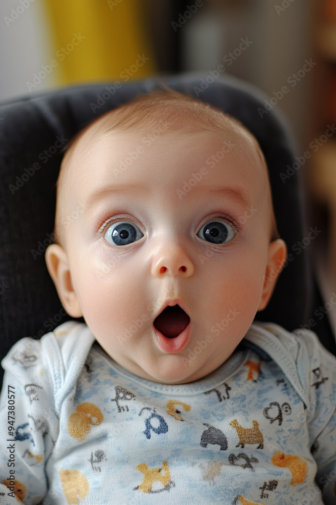 A baby with a surprised expression A baby with a surprised expression