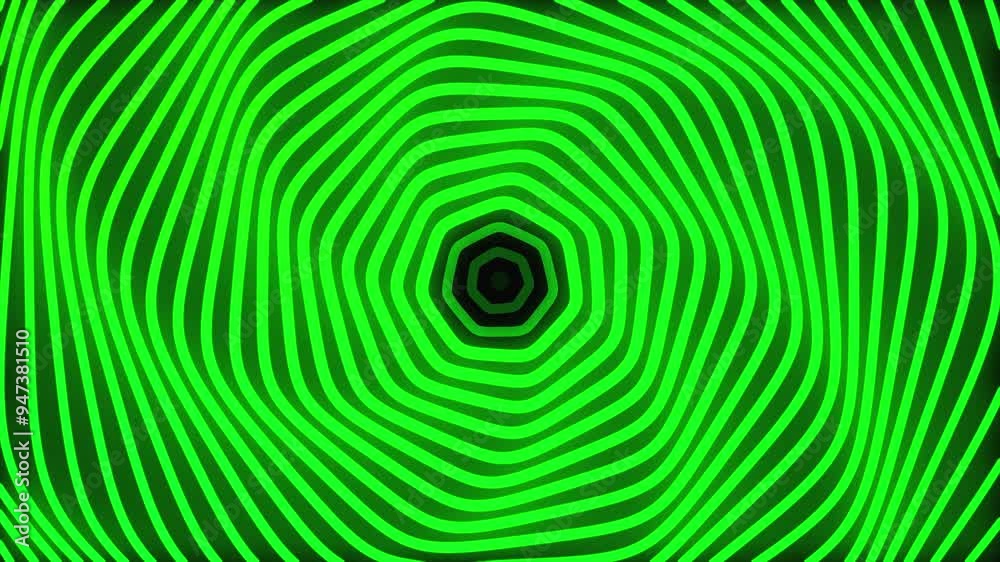 green 7-sided polygon line pattern, moving around and repeating itself green 7-sided polygon line pattern, moving around and repeating itself