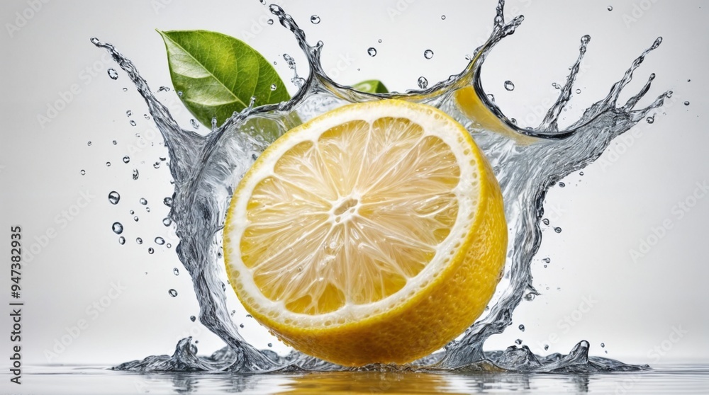 Lemon and water splash on white background. Lemon and water splash on white background.