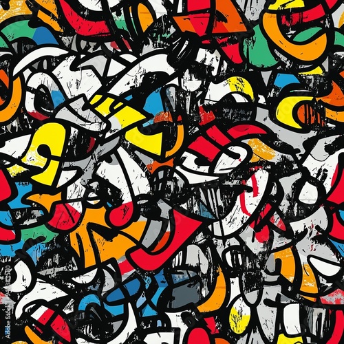Wallpaper Mural Seamless pattern of graffiti motifs and urban textures Torontodigital.ca