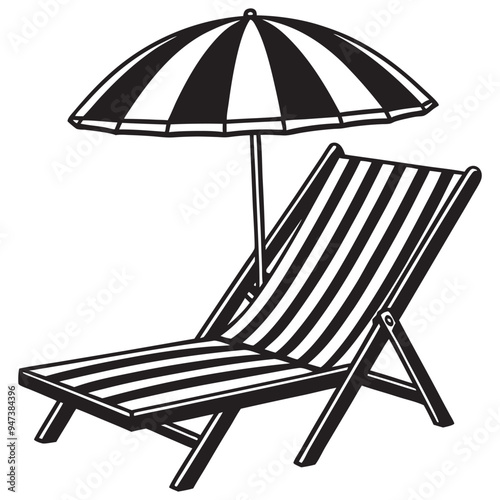 beach and umbrella vector illustration isolated  