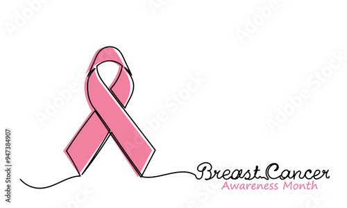 Pink October Breast Cancer Awareness Month, A pink Ribbon to support people's lives and illness. Breast Cancer Awareness Month Concept is isolated on a white background. vector, illustration.
