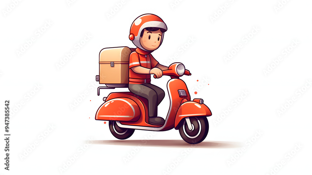 Delivery person illustration logo Delivery person illustration logo