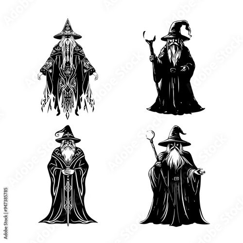icon sheet black and white illustrations about the supernatural, about the supernatural