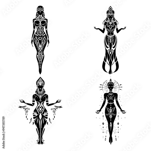 icon sheet black and white illustrations about the supernatural, about the supernatural