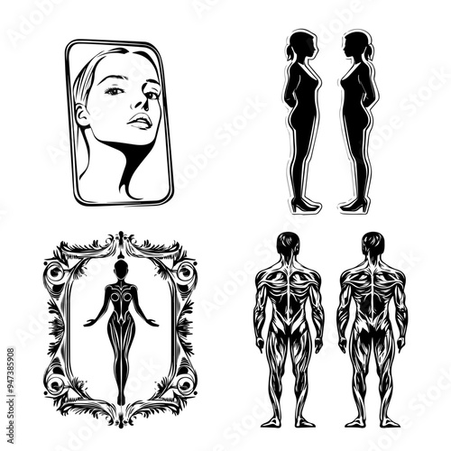 icon sheet black and white illustrations about the supernatural, about the supernatural