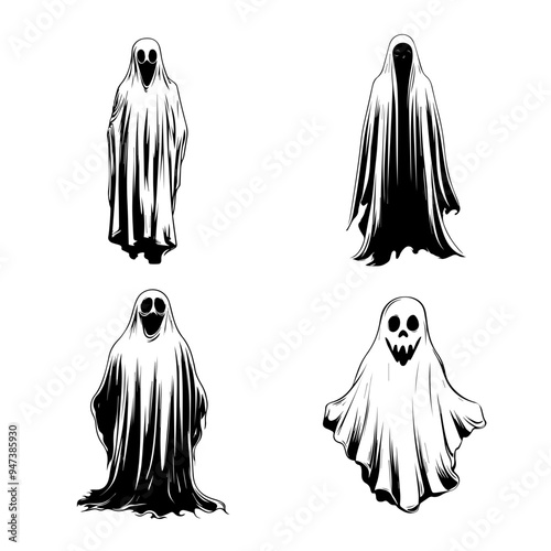 icon sheet black and white illustrations about the supernatural, about the supernatural