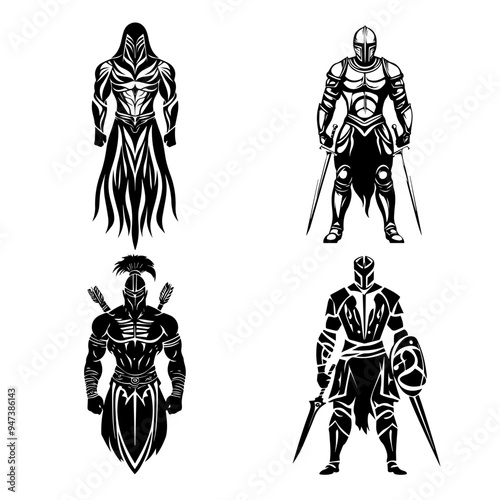 icon sheet black and white illustrations about the supernatural, about the supernatural