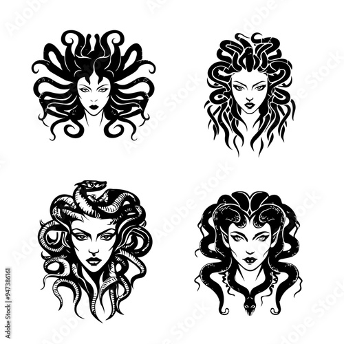 icon sheet black and white illustrations about the supernatural, about the supernatural
