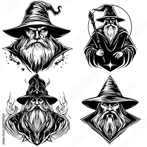 icon sheet black and white illustrations about the supernatural, about the supernatural