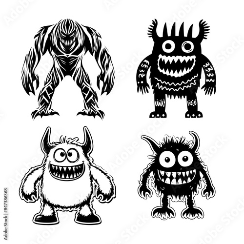 icon sheet black and white illustrations about the supernatural, about the supernatural