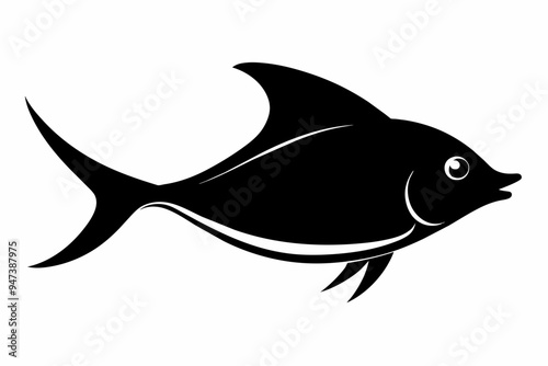 Skate fish silhouette black vector art illustration photo