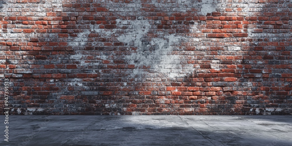 Obraz premium 3D rendering of a weathered vintage brick wall background
