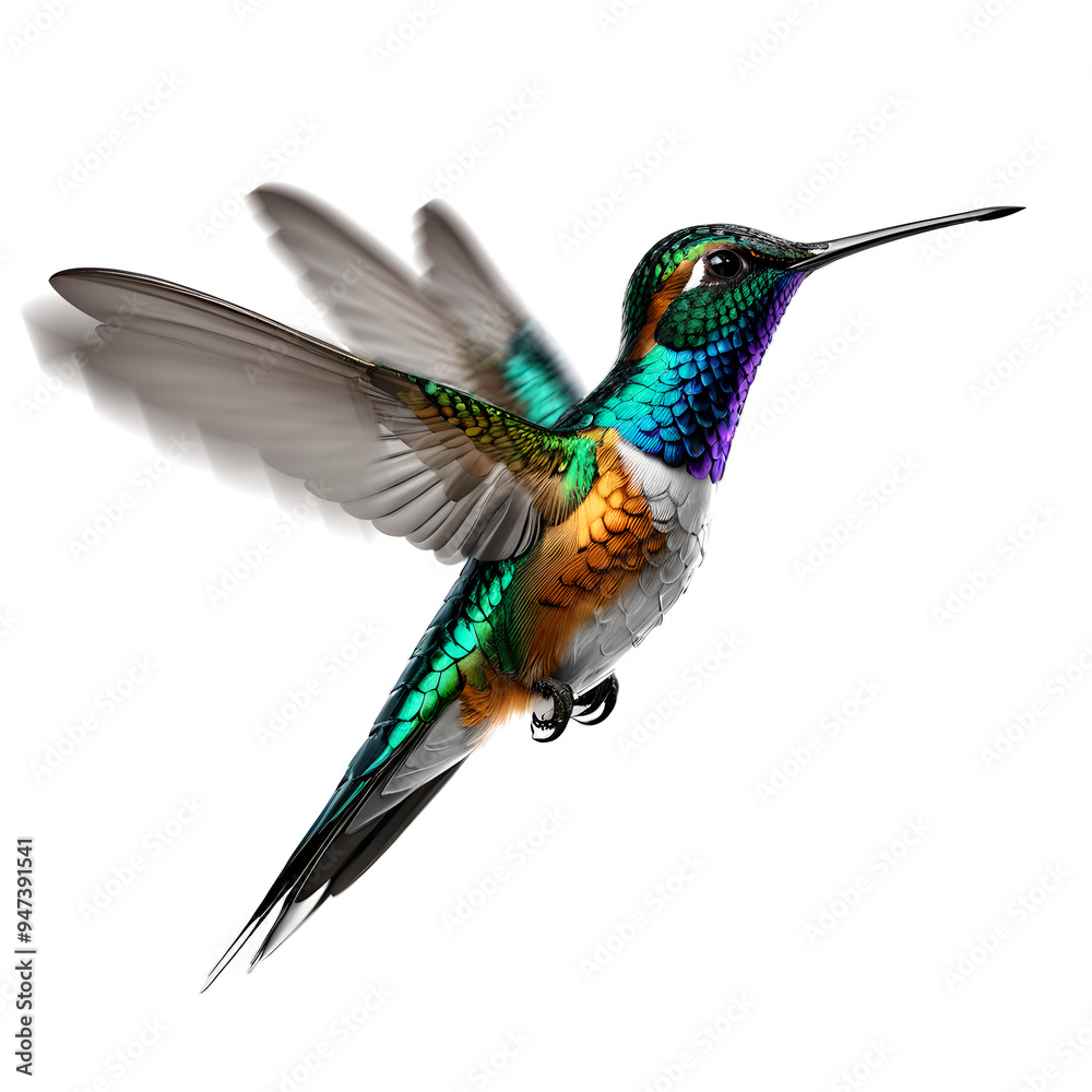 Fototapeta premium Fantasy hummingbird on transparent background