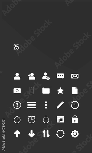 25 Common icon set , Basic icons photo