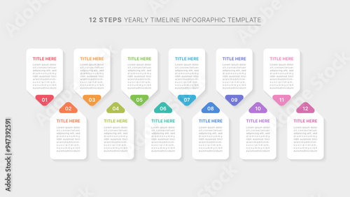Yearly Timeline Circle Infographic Design Template with Twelve Options