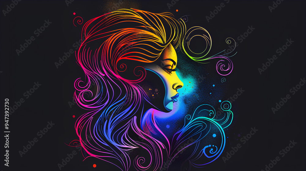 colorful Virgo zodiac on a black background colorful Virgo zodiac on a black background