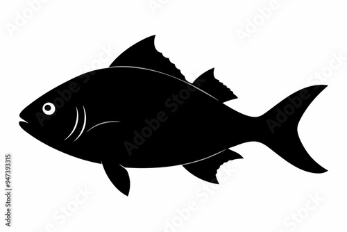 Snapper fish silhouette black vector art illustration photo