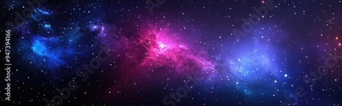 Cosmic galaxy background with stars and cosmic gas in 3D cartoon rendering