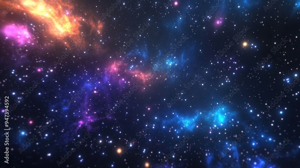 Naklejka premium High definition star field background in 3D cartoon rendering Colorful outer space texture of a starry night sky