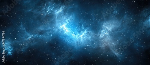 Blue cosmic nebula in 3D cartoon rendering High quality photo