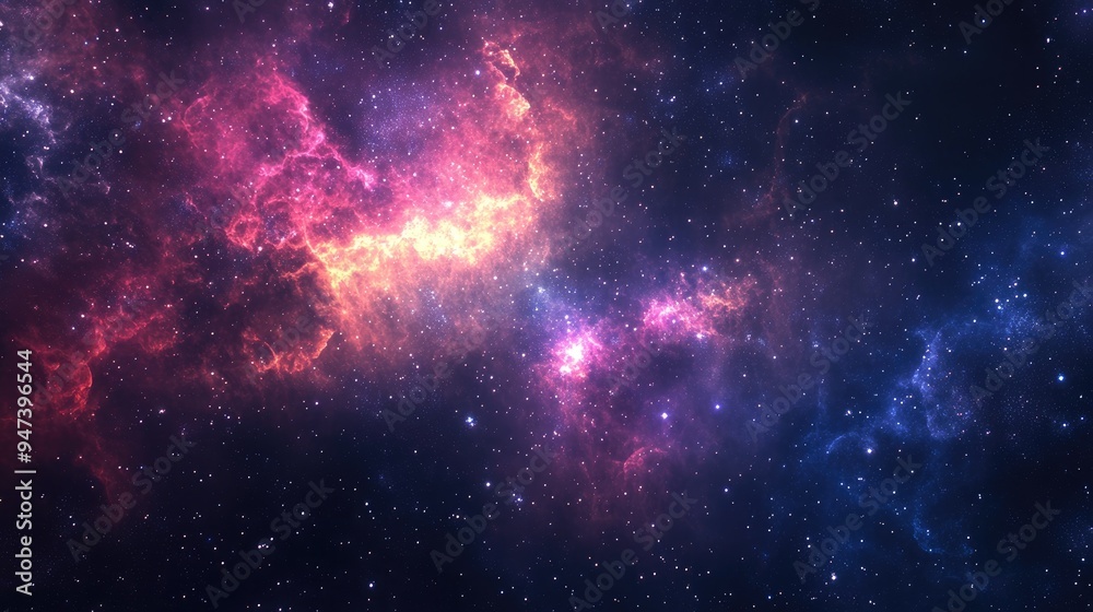 Obraz premium 3D cartoon depiction of a stellar nebula cosmic dust gas clusters and constellations in deep space