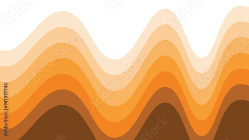 Orange wave paper cut abstract background for backdrop or presentation