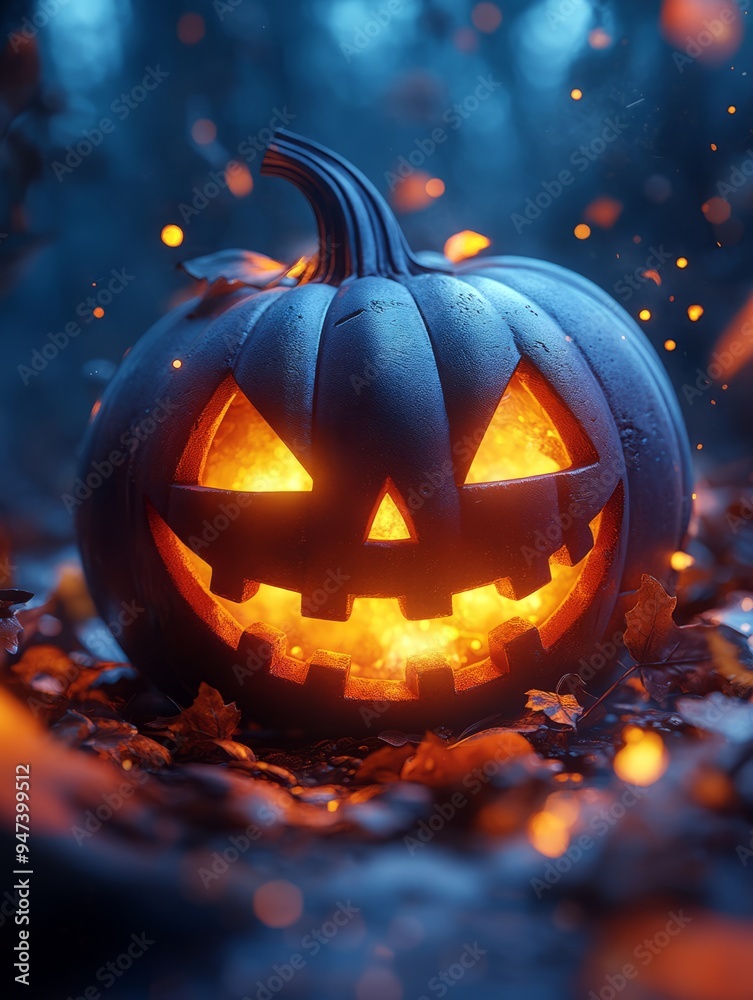 Enchanting 3D Halloween Card with Adorable Claymation Style and Anime Features Enchanting 3D Halloween Card with Adorable Claymation Style and Anime Features