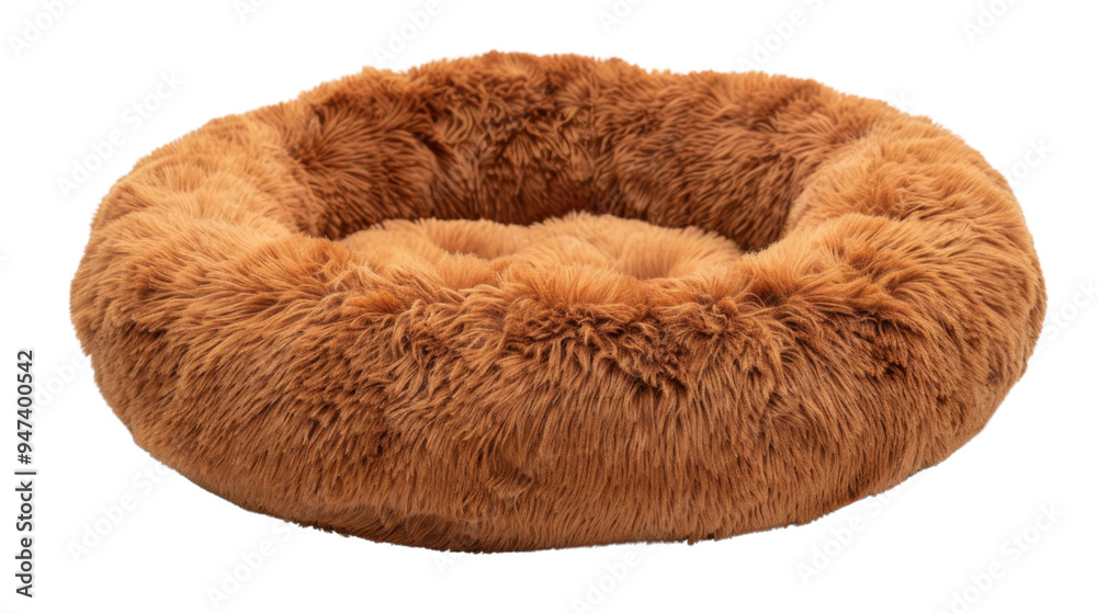 Soft round plush pet bed isolated on white background Soft round plush pet bed isolated on white background