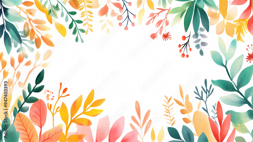 Autumn plants hand painted watercolor background pattern Autumn plants hand painted watercolor background pattern