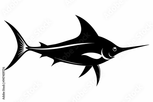 Swordfish fish silhouette black vector art illustration photo