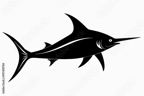 Swordfish fish silhouette black vector art illustration photo