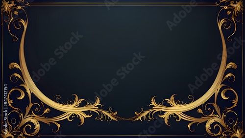 Gold scroll frame on dark blue background