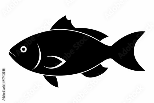 Tilapia fish silhouette black vector art illustration photo