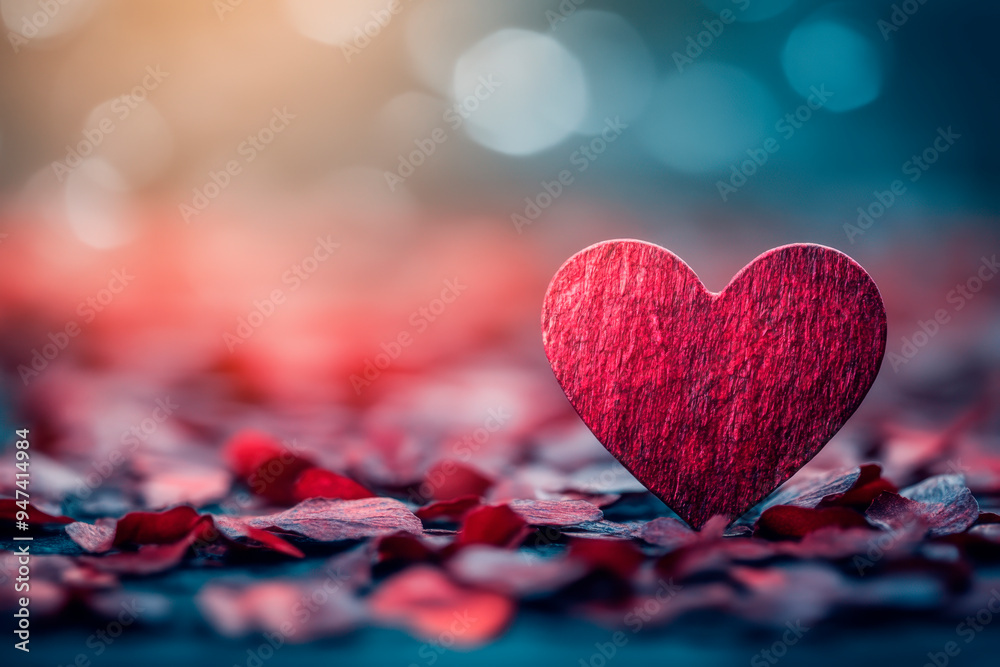 Fototapeta premium Valentines Day background with red heart