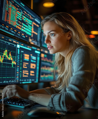 Businesswomen and financial analyst. AI generative.