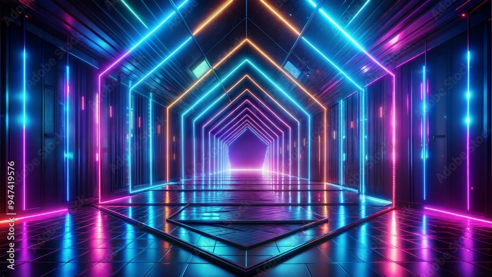 3d technology abstract neon light background, empty space scene, spotlight, dark night, virtual reality, cyber futuristic sci-fi background, street floor studio for mock up. colored geometric. 3d technology abstract neon light background, empty space scene, spotlight, dark night, virtual reality, cyber futuristic sci-fi background, street floor studio for mock up. colored geometric.
