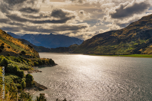 Lake scenery at the undeveloped alpine Lake Hawea photo