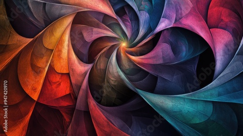 Colorful abstract fractals featuring semi circular lines photo