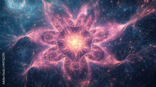 Abstract vintage backdrop featuring a fractal star explosion enhanced with gloss and intricate lines