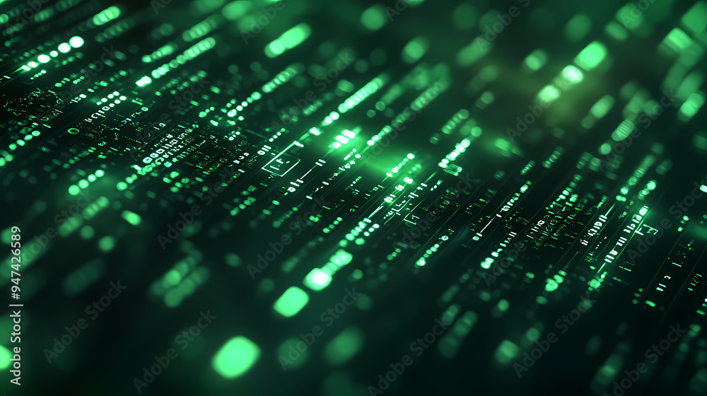 Green digital code science fiction scene background Green digital code science fiction scene background