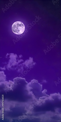 purple gradient moonlight sky with clouds and stars background wallpaper